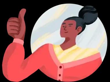 Ilustracion de una mujer levantando su dedo pulgar