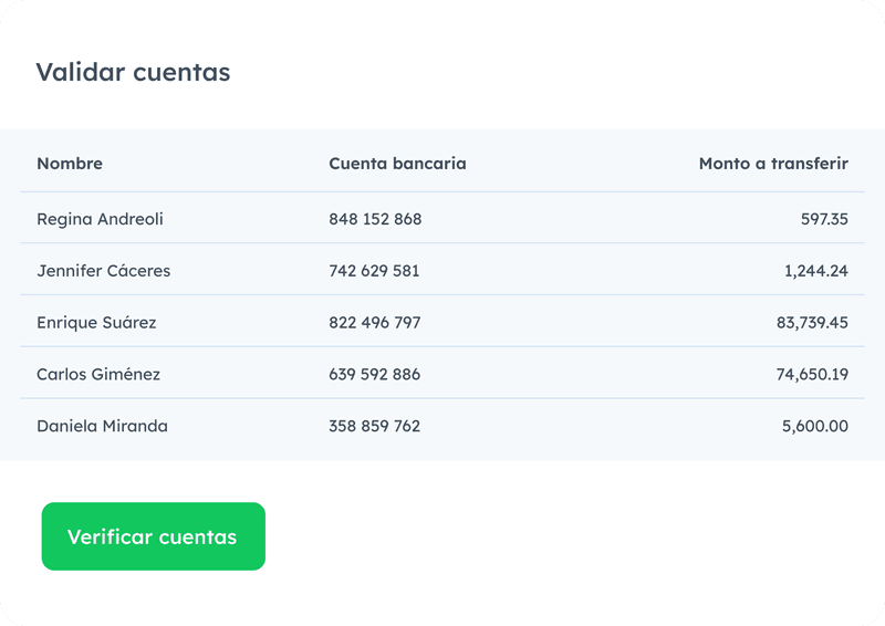 paso 1 Validación de cuentas