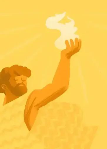 Ilustración de Prometeo sosteniendo una llama