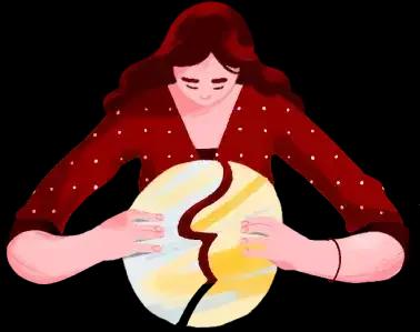 Ilustración de una mujer sosteniendo una esfera