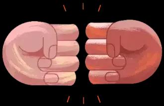 Illustration of two hands in the shape of fist bumping